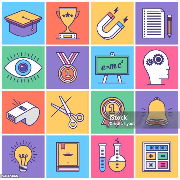 Education And Learning Icon Set Stock Illustration - Download Image Now - Icon Symbol, Learning, Education