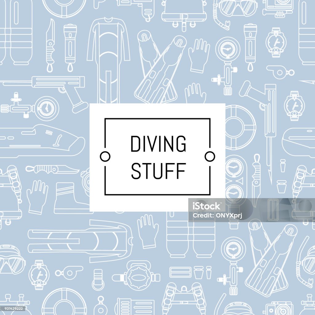 Diving Writing Vector Vector Underwater Diving Linear Style Background With Place For Text ...