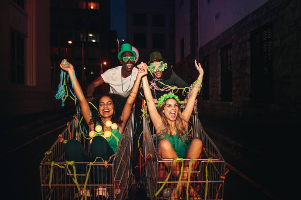 istock St.Patrick's day celebration on city street at night 931431652