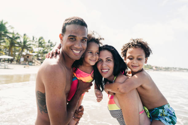 istock Summer and happy family on vacations with two kids 931432836