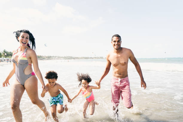istock Summer and happy family on vacations with two kids 931432840