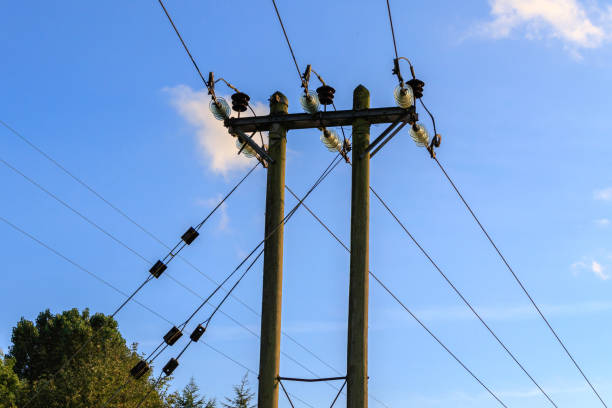 istock Electrical Power lines fixed,to wooden poles 931433216