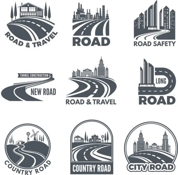 Vector illustration of Logos with curved pathways and place for your text