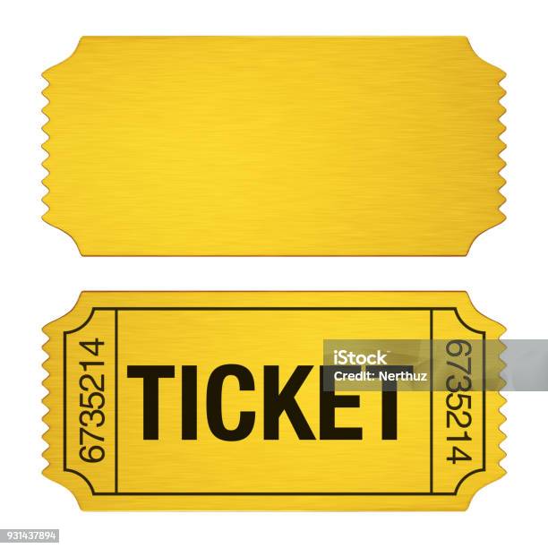 Admission Ticket Isolated Stock Illustration - Download Image Now - Ticket, Gold - Metal, Gold Colored