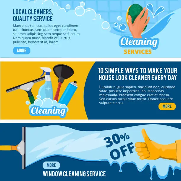 Vector illustration of Banners set with concept illustrations of cleaning service theme