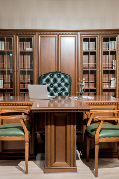 istock Interior of office room with chairs and table in classic design 931441910