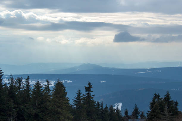 Czech Mountain View in the Winter Czech Ore mountains ski resort on a winter's day erzgebirge stock pictures, royalty-free photos & images
