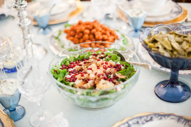 Green Salad with pomegranate stock photo