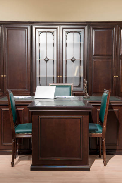 istock Interior of office room with chairs and table in classic design 931449570