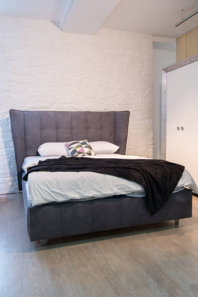 istock Interior of bedroom with bed and closet in modern design 931450094