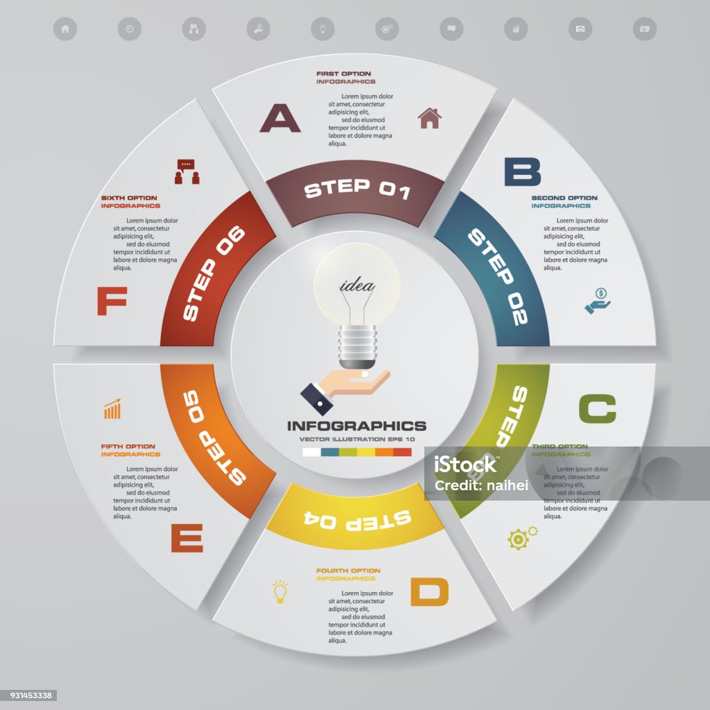 6 Design Process Modern 6 Steps Process Simpleeditable Abstract Design Element Eps10 ...