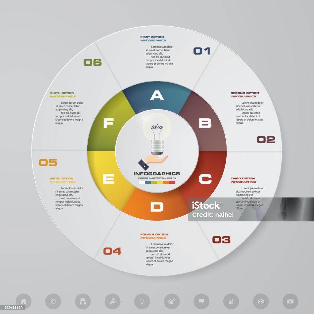 6 Design Process Modern 6 Steps Process Simpleeditable Abstract Design Element Eps10 ...
