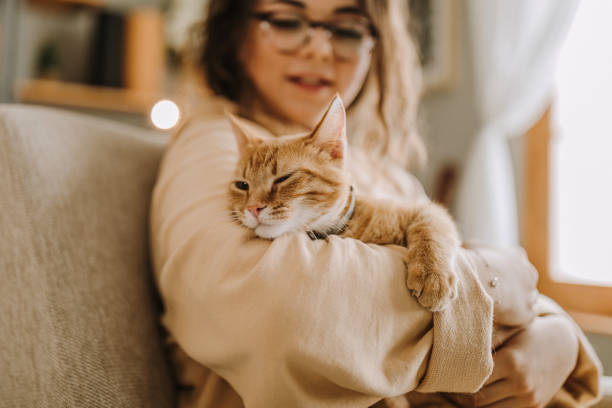 istock Young woman holding cat 931454360