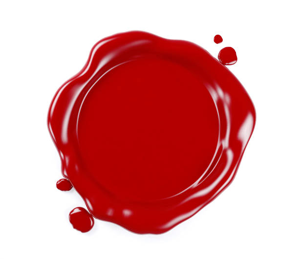 Red wax seal isolated on white background stock photo