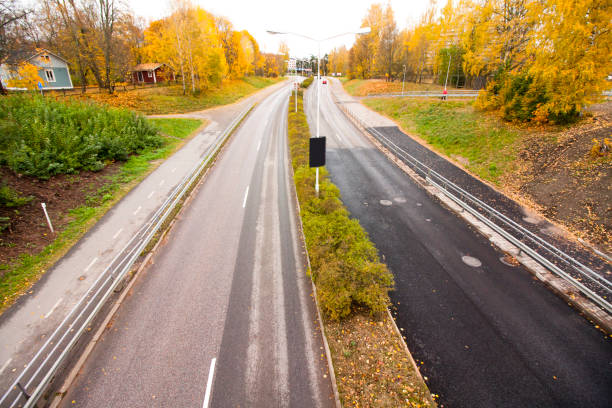 istock An autumn road in Finland, top view. 931461316