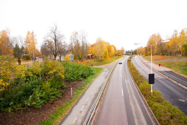 istock An autumn road in Finland, top view. 931461396