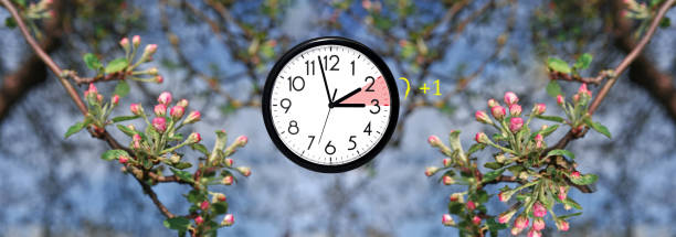 czas letni. czasu letniego. wall clock będzie czas zimowy. - clock wall clock face clock hand zdjęcia i obrazy z banku zdjęć