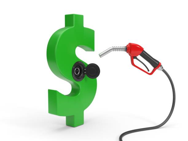 istock red fuel nozzle fueling up a dollar symbol. 3d illustration 931465740