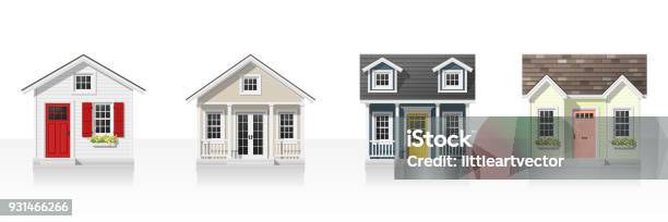Elements Of Architecture With Small Houses Isolated On White Background Vector Illustration Stock Illustration - Download Image Now