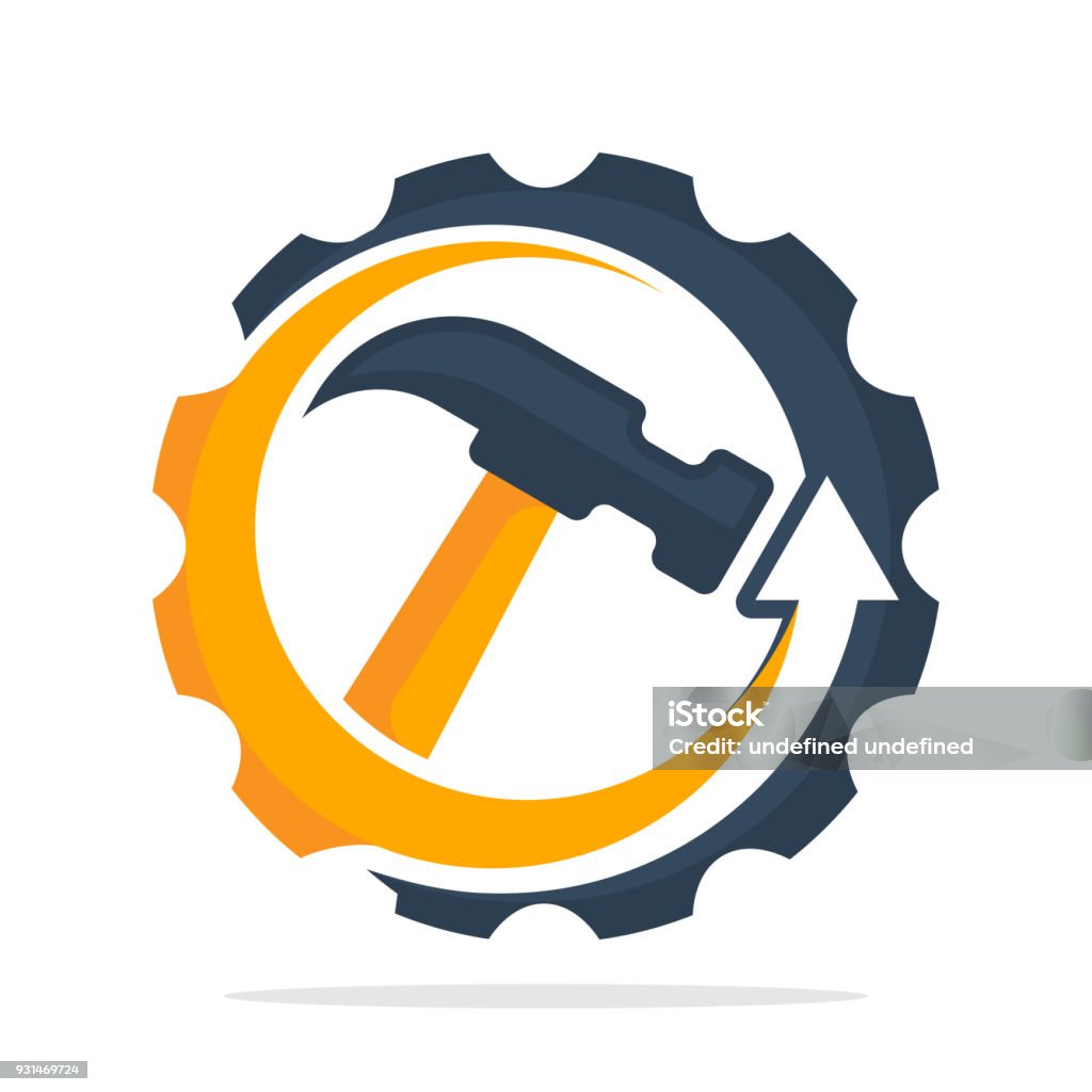 icono emblemático con concepto de servicio de reparación de manitas - arte vectorial de Logotipo libre de derechos