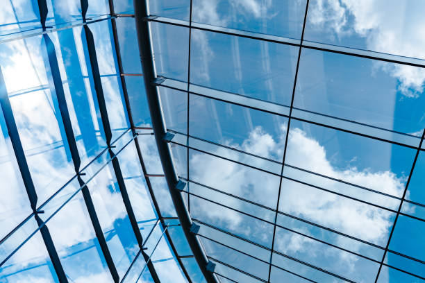 istock Architecture Abstract Modern Glass Roof and Blue Sky 931469942