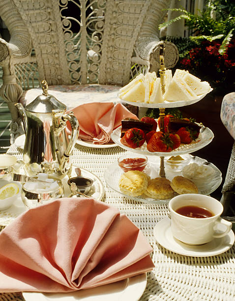 istock Table setting of tea for two people 93147804