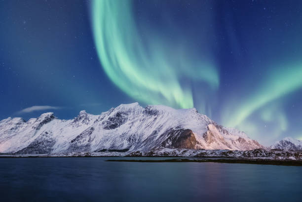 istock Northen light under mountains. Beautiful natural landscape in the Norway 931480542