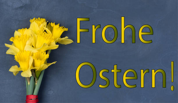 istock Inscription Happy Easter with fresh flowers 931483462