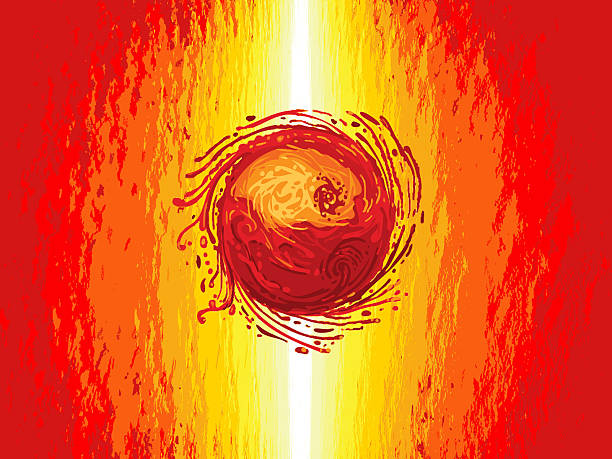 ilustrações, clipart, desenhos animados e ícones de abismo de aglimmer do inferno - red erupting abstract yellow