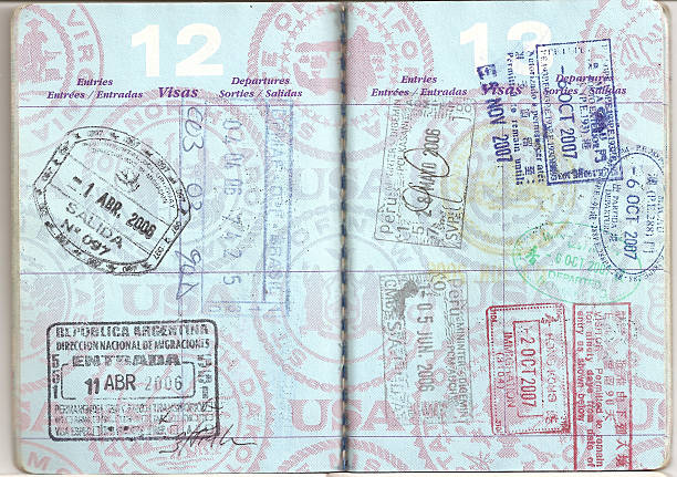 istock Asian and latin American Passport Stamps 93148916