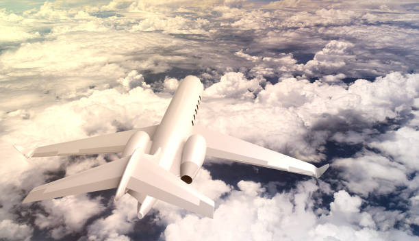 istock Rear view of private learjet aircraft flying over the clouds 931494588