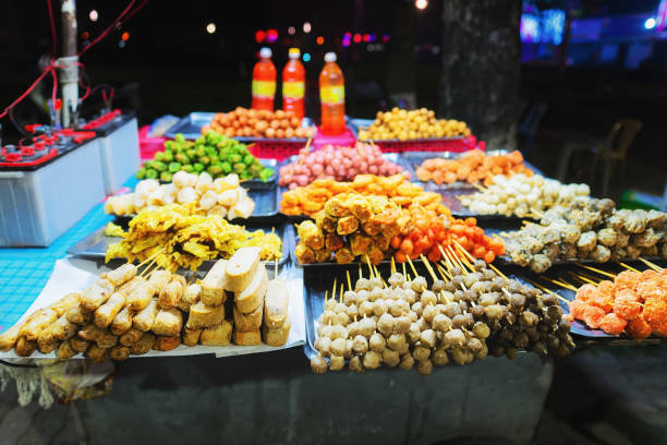 Street food in Hue Vietnam Street food in Hue, Vietnam night market stock pictures, royalty-free photos & images