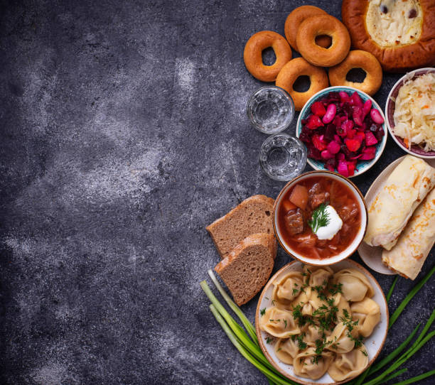 istock Traditional Russian dishes, sweets and vodka 931504508