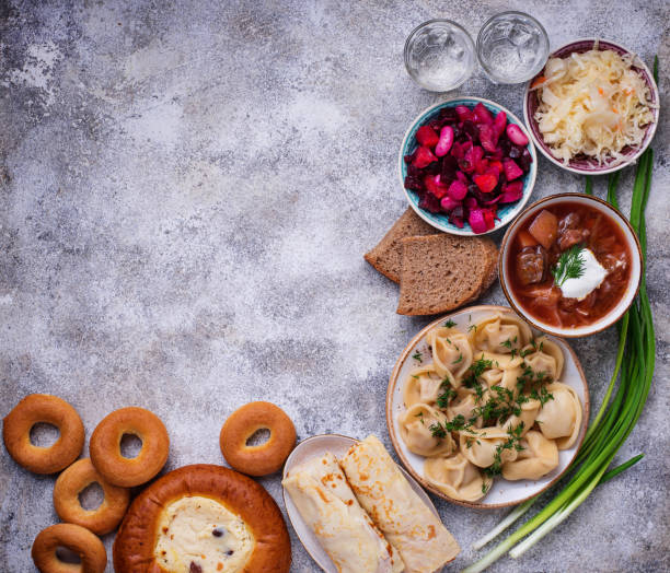 istock Traditional Russian dishes, sweets and vodka 931504540
