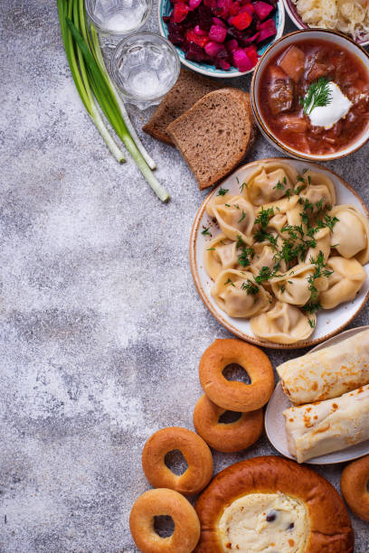 istock Traditional Russian dishes, sweets and vodka 931504552