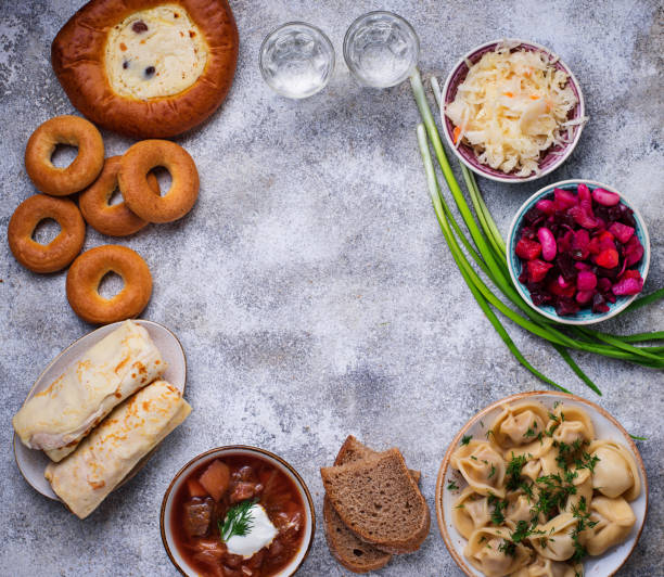 istock Traditional Russian dishes, sweets and vodka 931504614