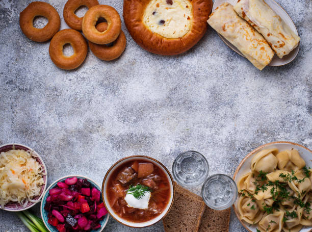 istock Traditional Russian dishes, sweets and vodka 931504702