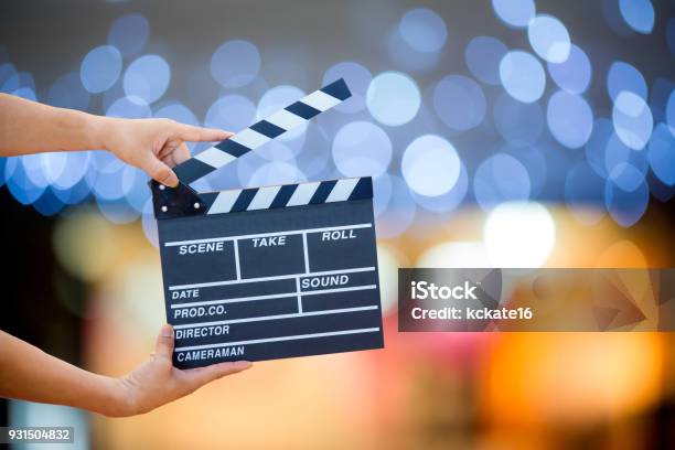 Man Hands Holding Movie Clapperfilm Director Concept Stock Photo - Download Image Now