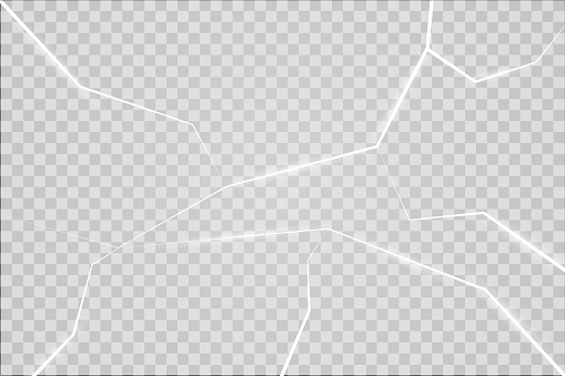 The surface texture is cracked on ice, isolated on a transparent background. Vector illustration. Broken glass