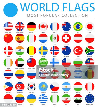 istock World Flags - Vector Round Flat Icons - Most Popular 931508360
