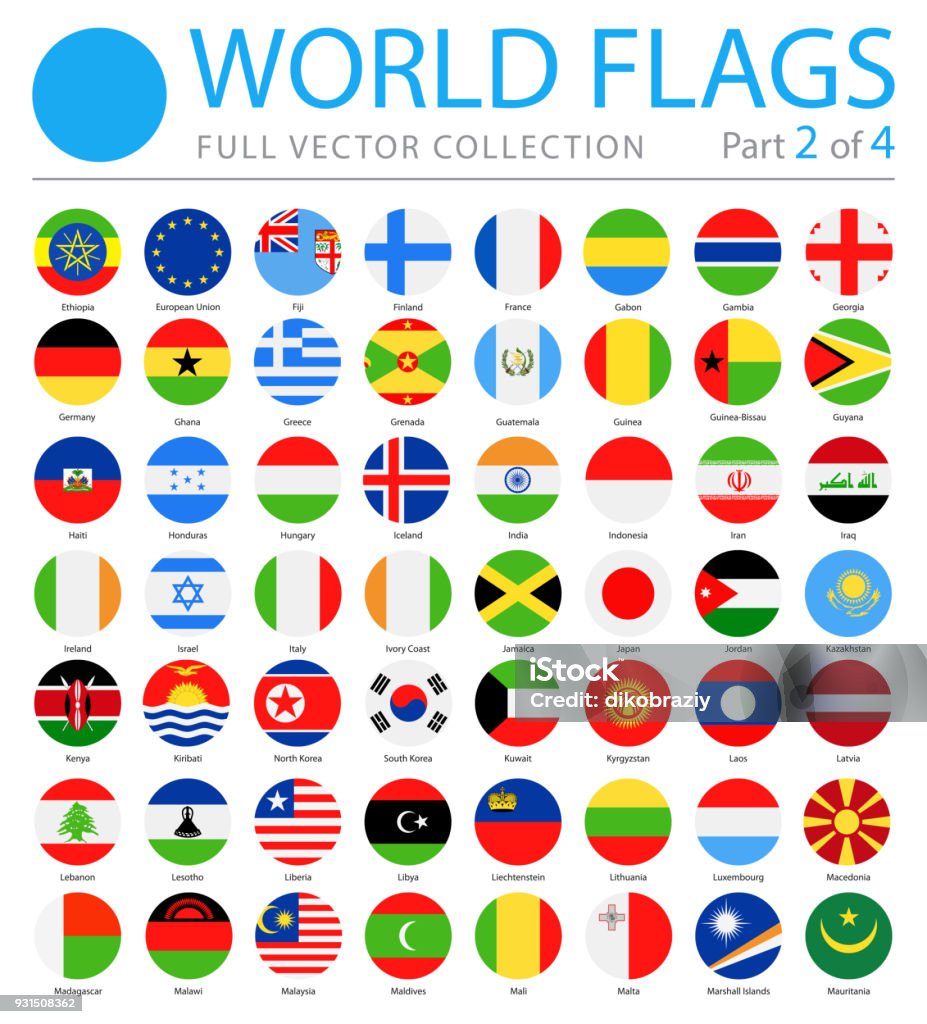 World Flags - Vector Round Flat Icons - Part 2 of 4 Flag stock vector