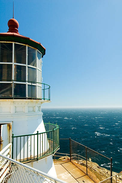 lighthouse and ocean stock photo