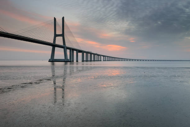 istock Vasco da Gama Bridge landscape at sunrise 931509050