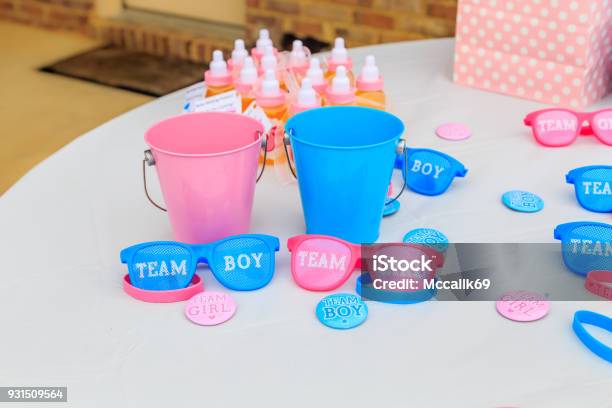 Outdoor Pink And Blue Gender Reveal Party Decoration Stock Photo - Download Image Now