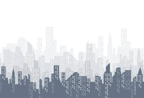 평면 스타일 있는 도시의 실루엣. 현대 도시 landscape.vector 그림 - new york stock illustrations
