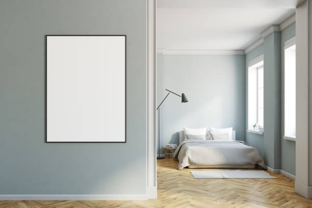 istock Gray bedroom with a poster 931510626