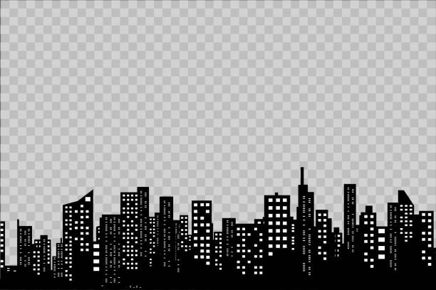 평면 스타일 있는 도시의 실루엣. 현대 도시 landscape.vector 그림 - skyscraper office building built structure new york city stock illustrations