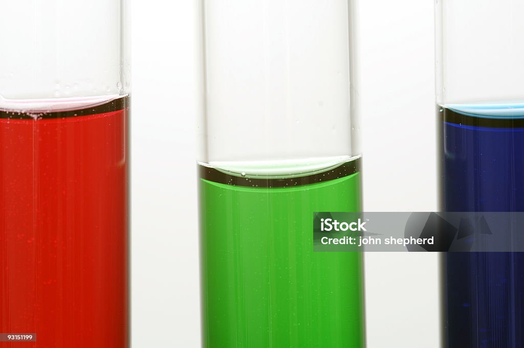 Trois tubes à essai, de rouge, vert, bleu, RVB - Photo de Bleu libre de droits