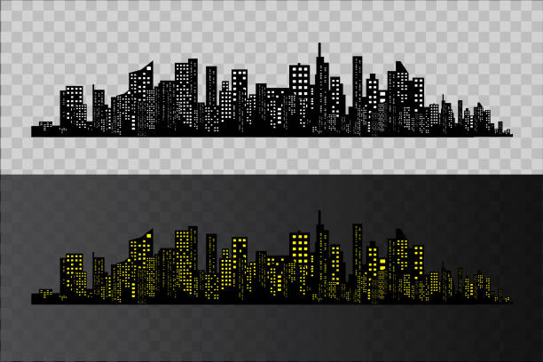 평면 스타일 있는 도시의 실루엣. 현대 도시 landscape.vector 그림 - new york stock illustrations