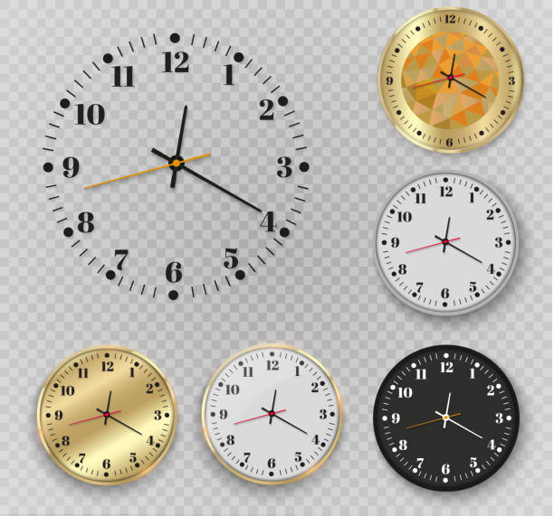 ilustrações, clipart, desenhos animados e ícones de relógio de parede ouro bonito com debrum dourado. um grande modelo de design. olha para aquele tempo. um belo e original timer em um fundo transparente - time minute hand small timer